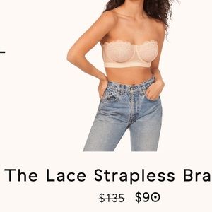 Lively Lace Strapless Bra in Toasted Almond 34B
